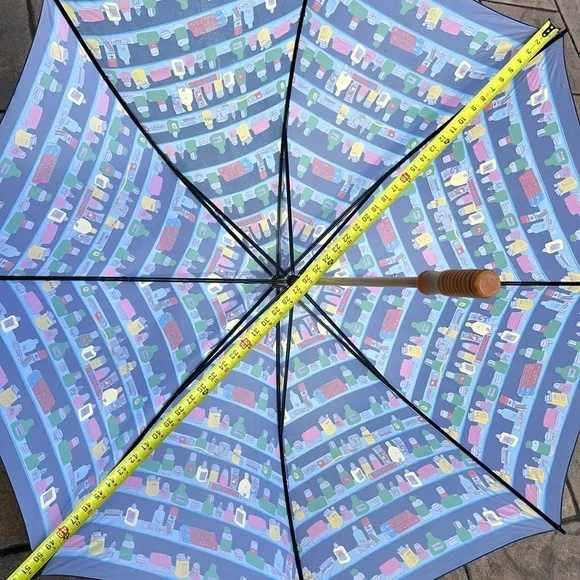Navy Vintage Wooden Umbrella Drugstore Fun